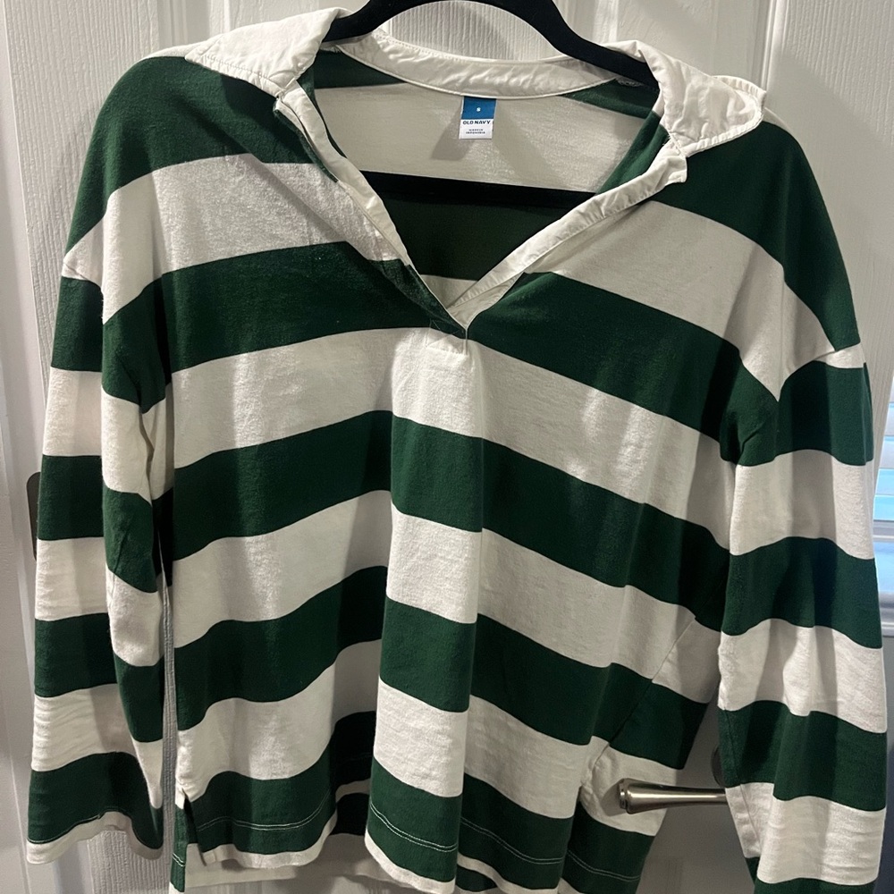 Old Navy Forest Green and Cream Hoodie